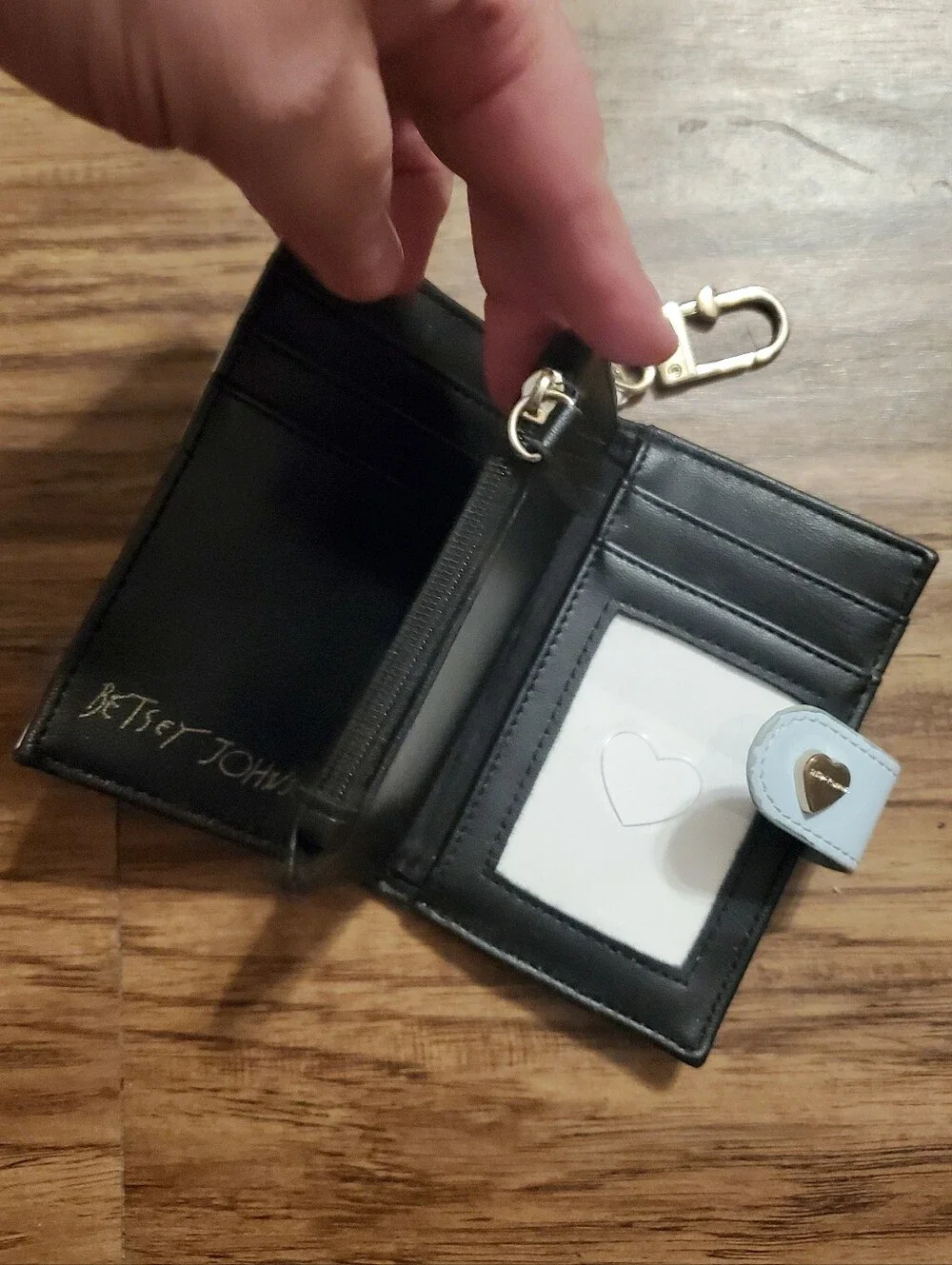 Betsey Johnson Small Heart Blue Patent Wallet - Picture 10 of 12
